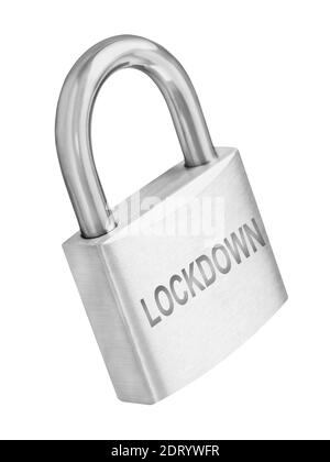 Lockdown Padlock isolated against white background Stock Photo