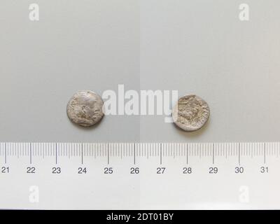 Mint: Bactria, Coin from Bactria, 3rd century B.C., Silver, 1.66 g, 7:00, 14.5 mm, Made in Bactria, Greek, 3rd century B.C., Numismatics Stock Photo