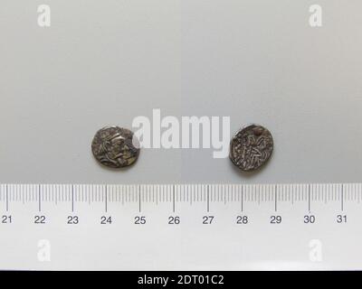 Mint: Bactria, Coin from Bactria, 3rd century B.C., Silver, 1.41 g, 2:00, 14.2 mm, Made in Bactria, Greek, 3rd century B.C., Numismatics Stock Photo