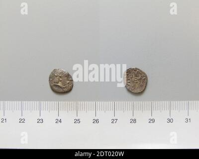 Mint: Bactria, Coin from Bactria, 3rd century B.C., Silver, 0.88 g, 3:00, 14.2 mm, Made in Bactria, Greek, 3rd century B.C., Numismatics Stock Photo