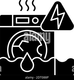 Household appliances malfunction black glyph icon Stock Vector