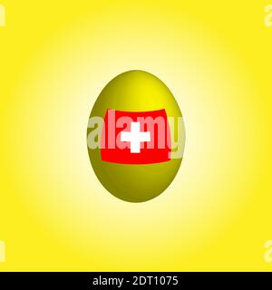 Easter egg in the colors of the Swiss flag. Stock Vector