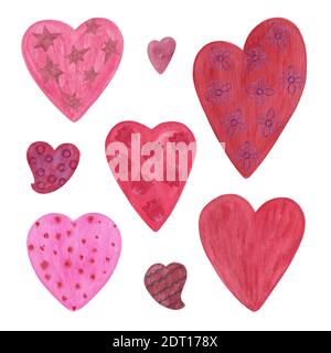 Watercolor set of colorful hearts . Hand painted illustration carefully  isolated on white background . Kit 1 Stock Photo - Alamy