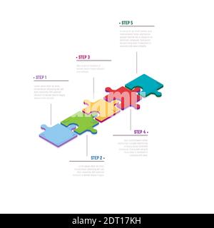 Isometric puzzele concept Stock Vector
