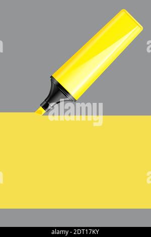 Yellow marker on gray background. Vertical banner Stock Vector