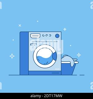 Laundry machine line vector Stock Vector