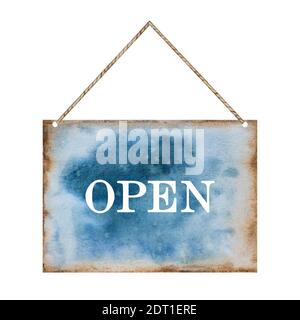 Bright signboard. Close-up. Open Stock Vector