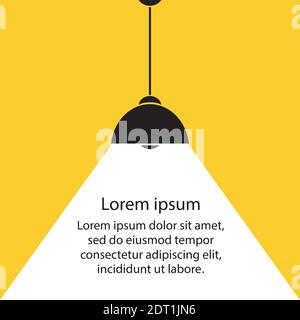 lamp bulb on yellow background,part of moderm interior and place for text,cartoon stock vector illustration Stock Vector
