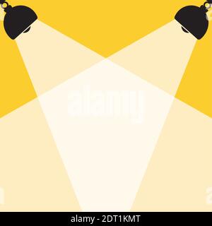 Silhouette of black lamps and White lights,yellow background,place for text,flat vector illustration Stock Vector
