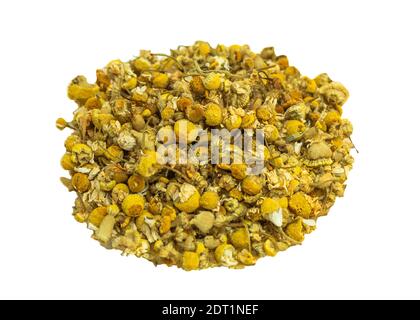 Dried chamomiles on a white background isolate Stock Photo