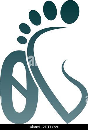 Number zero icon logo combined with footprint icon design template Stock Vector