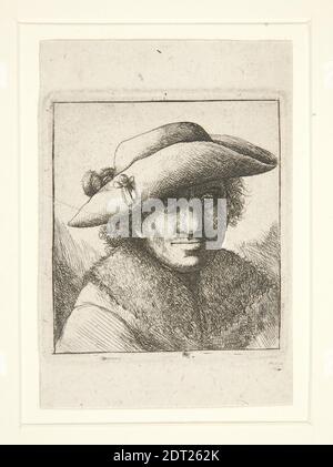 Artist, school of: Rembrandt (Rembrandt van Rijn), Dutch, 1606–1669, Portrait of Man with Hat, Etching, sheet: 6.7 × 6 cm (2 5/8 × 2 3/8 in.), Made in The Netherlands, Dutch, 17th century, Works on Paper - Prints Stock Photo