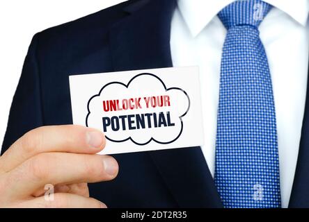 Unlock your Potential - business card message Stock Photo