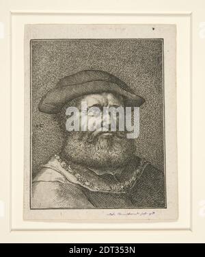 Engraver: Unknown, After: Rembrandt (Rembrandt van Rijn), Dutch, 1606–1669, Untitled (Portrait of a bearded man with hat), Engraving, image: 9.8 × 7.7 cm (3 7/8 × 3 1/16 in.), Made in Germany, German, 17th century, Works on Paper - Prints Stock Photo