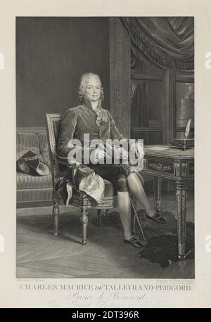 Artist: Auguste Gaspard Louis Desnoyers, French, 1779–1857, Artist: Baron François-Pascal-Simon Gérard, French, 1770–1837, Charles Maurice de Talleyrand-Perigord, Engraving with two inks, image: 60 × 41.4 cm (23 5/8 × 16 5/16 in.), French, 19th century, Works on Paper - Prints Stock Photo