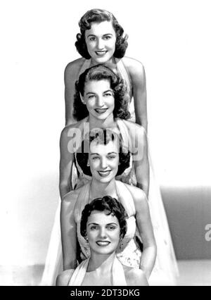 THE  CHORDETTES Promotional photo of American vocal quartet. From top: Carol Buschman, Janet Ertel, Lynn Evans, Marjorie Needham Stock Photo