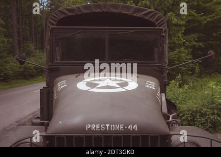 detail of an old army car for the transport of a soldier Stock Photo