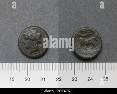 Mint: Suessa Aurunca, Coin from Suessa Aurunca, 265–240 B.C., Bronze, 5.61 g, 6:00, 21 mm, Made in Suessa Aurunca, Greek, 3rd century B.C., Numismatics Stock Photo