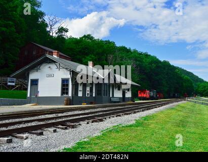 Railroad depot of the Cass Scenic Railroad Stock Photo