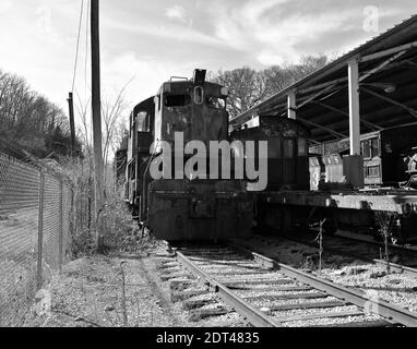 Old diesel locomotive at the National Museum of Transportation Stock Photo