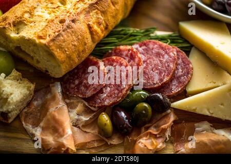 Close up of charcuterie board