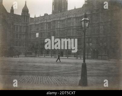 Antique c1900 photograph, Palace of Westminster from Old Palace Yard off Abingdon Street in London, England. SOURCE: ORIGINAL PHOTOGRAPH Stock Photo
