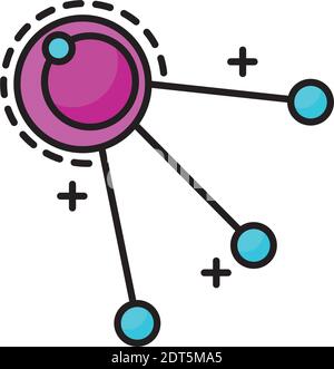 planet with three satellites orbiting line and fill style icon Stock Vector