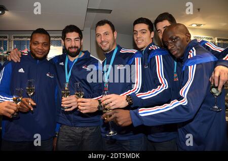 France Team Handball players arrive for a autographs session and