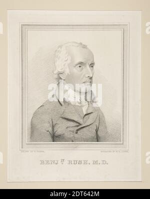 Engraver: William R. Jones, American, 1810–1824, After: William Haines, British, 1778–1848, Benjn (Benjamin) Rush, M.D., Stipple engraving, black and white, sheet: 27.2 × 22 cm (10 11/16 × 8 11/16 in.), Made in United States, American, 19th century, Works on Paper - Prints Stock Photo