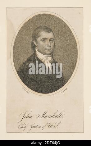 Engraver: David Edwin, American, born England, 1776–1841, After: Jeremiah Paul, American, 1775/76–1820, John Marshall / Chief Justice of U.S., Stipple engraving, black and white, sheet: 21 × 13 cm (8 1/4 × 5 1/8 in.), Made in United States, American, 19th century, Works on Paper - Prints Stock Photo