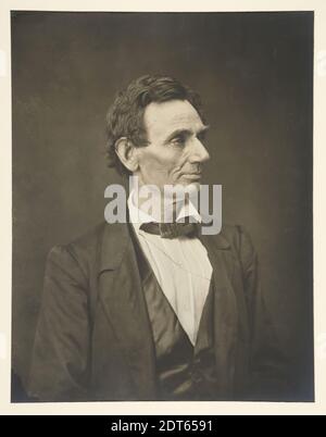 Artist: Alexander Hesler, American, 1823–1895, Artist: George B. Ayers, American, 1829–1905, Subject: Abraham Lincoln, American, 1809–1865, Abraham Lincoln, Platinum print, image: 41 × 33.8 cm (16 1/8 × 13 5/16 in.); sheet: 43 × 35.5 cm (16 15/16 × 14 in.), American, 19th century, Works on Paper - Photographs Stock Photo