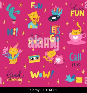 Seamless modern style background for textile or paer in cute pop art style. Stock Vector