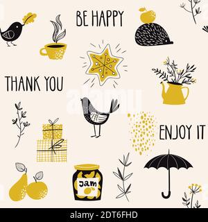 Seamless vintage style hand drawn background for textile or paper Stock Vector