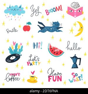 Seamless modern style background for textile or paer in cute pop art style. Stock Vector
