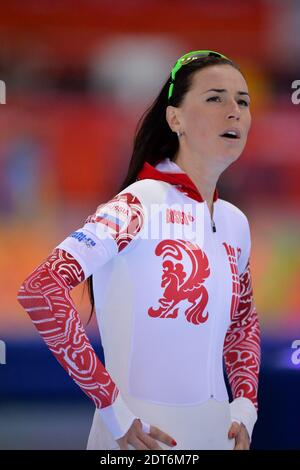 Canada's Yekaterina Lobysheva competes on Ladies' 500 m Race Speed Skating at the Adler Arena Skating Center at the Sochi 2014 XXII Olympic Winter games in Sochi, Russia, on February 11, 2014. The Sochi 2014 Olympic Games run from 07 to 23 February 2014. Photo by Gouhier-Zabulon/ABACAPRESS.COM Stock Photo