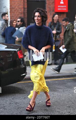 Yasmin Sewell, attending J.W Anderson Ready-to-Wear Autumn-Winter 2014-2015 show held at Yeomanry House, in London, UK on February 15th, 2014. She is wearing Preen by Thornton Bregazzi dress and Prada shoes. Photo by Marie-Paola Bertrand-Hillion/ABACAPRESS.COM Stock Photo