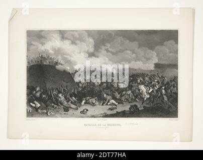 Engraver: Alphonse Charles Masson, French, 1814–1898, After: Joseph-Louis-Hippolyte Bellangé, French, 1800–1866, Bataille de la Moskowa (Battle of Moscow), Engraving, sheet: 22 × 30.5 cm (8 11/16 × 12 in.), French, 19th century, Works on Paper - Prints Stock Photo