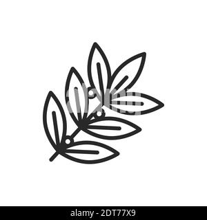 Bay leaf black line icon. Spices product. Vector illustration Stock Vector