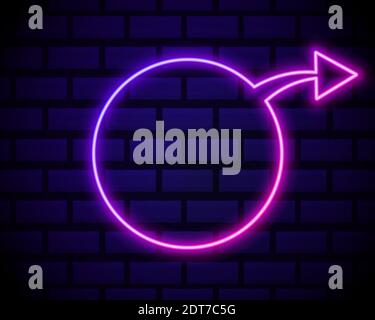 Vector Futuristic Sci Fi Modern Neon Pink Gradient Glowing Arrow Frame for Banner on Dark Brick Background. Retro Neon Sign. Stock Vector