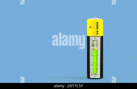 AA Battery with steampunk power indicator - 3D Rendering Stock Photo