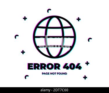Error 404 page not found. Error with glitch effect on screen. Vector illustration for your design Stock Vector