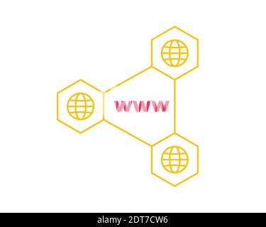Social network. Flat globe icons on the circle. Vector illustration isolated on white background Stock Vector
