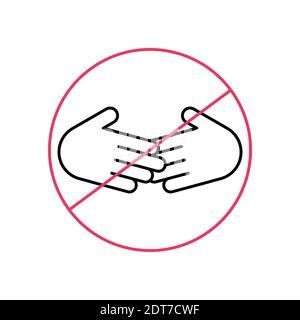 Handshake forbidden vector sign. No collaboration sign on white background. No dealing icon isolated. Stock Vector