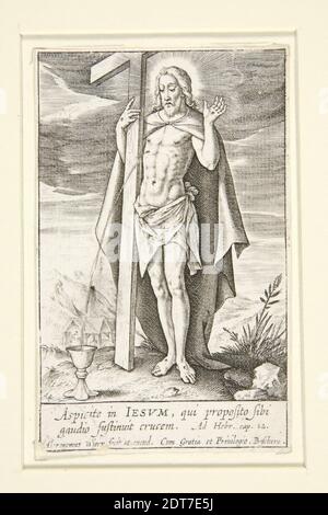 Artist: Hieronymus Wierix, Flemish, 1553–1619, Christ as Savior, before 1619, Engraving, image: 8.1 × 5.1 cm (3 3/16 × 2 in.), Made in Flanders, Flemish, 16th century, Works on Paper - Prints Stock Photo