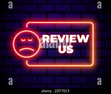 Customer review icon in neon line style. User feedback concept symbol. Vector illustration Stock Vector