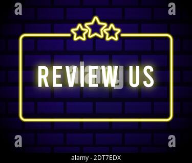 Customer review icon in neon line style. User feedback concept symbol. Vector illustration Stock Vector