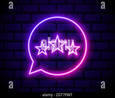Customer review icon in neon line style. User feedback concept symbol. Vector illustration Stock Vector
