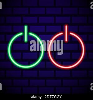 On and Off lamp Neon light Toggle switch button. Vector illustration. Fluorescent light vector illustration. Stock Vector