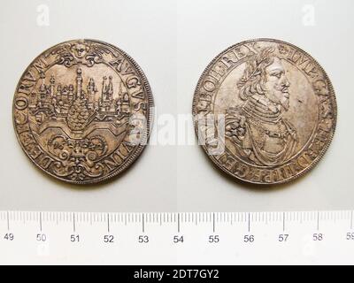 Ruler: Ferdinand III, Holy Roman Emperor, Austrian, 1608–1657, ruled 1637–57, Mint: Augsburg, Magistrate: Johann Bartholomaus Holeisen Jr., 1 Thaler of Ferdinand III, Holy Roman Emperor from Augsburg, Silver, 14.12 g, 3:00, 41 mm, Made in Augsburg, Germany, German, 17th century, Numismatics Stock Photo