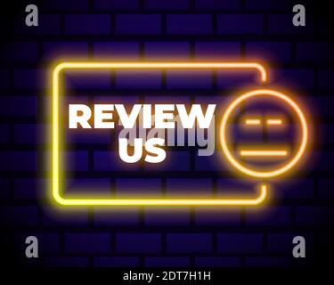 Customer review icon in neon line style. User feedback concept symbol. Vector illustration Stock Vector